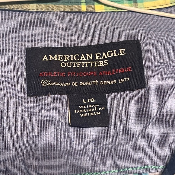 2 for $25 American Eagle green dress shirt size large L - Picture 3 of 3